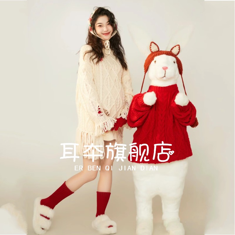 新款秋冬孕妇拍照服装新年主题