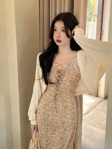 Абрикосовый осенний кардиган, куртка, платье-комбинация, шелковая накидка, французский стиль, защита от солнца