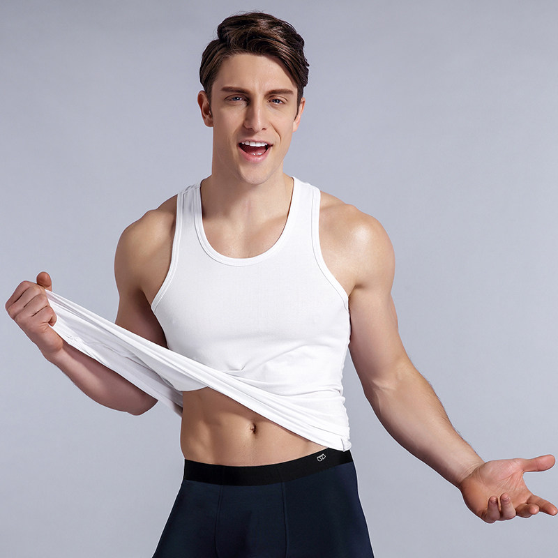 男士背心纯棉青年弹力修身型紧身运动健身跨栏工字打底衫男夏季潮|ruв категории Нижнее белье, подтяжки/жилет/футболка - от Buy2taobao.com для оказания профессиональной услуги покупки агента Taobao