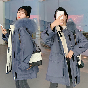 羽绒棉服女2023新款小个子中长款棉服加厚韩版大毛领工装日韩潮流