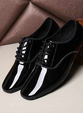 吾不凡漆皮男士舞蹈鞋亮皮男式国标摩登舞鞋真皮软底广场交谊舞鞋