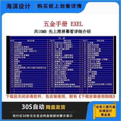 机械设计表表格五金手册辅助