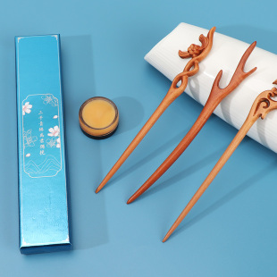 桃木簪子古风发簪新中式女高级感黑檀木2025新款高端盘发通勤发饰