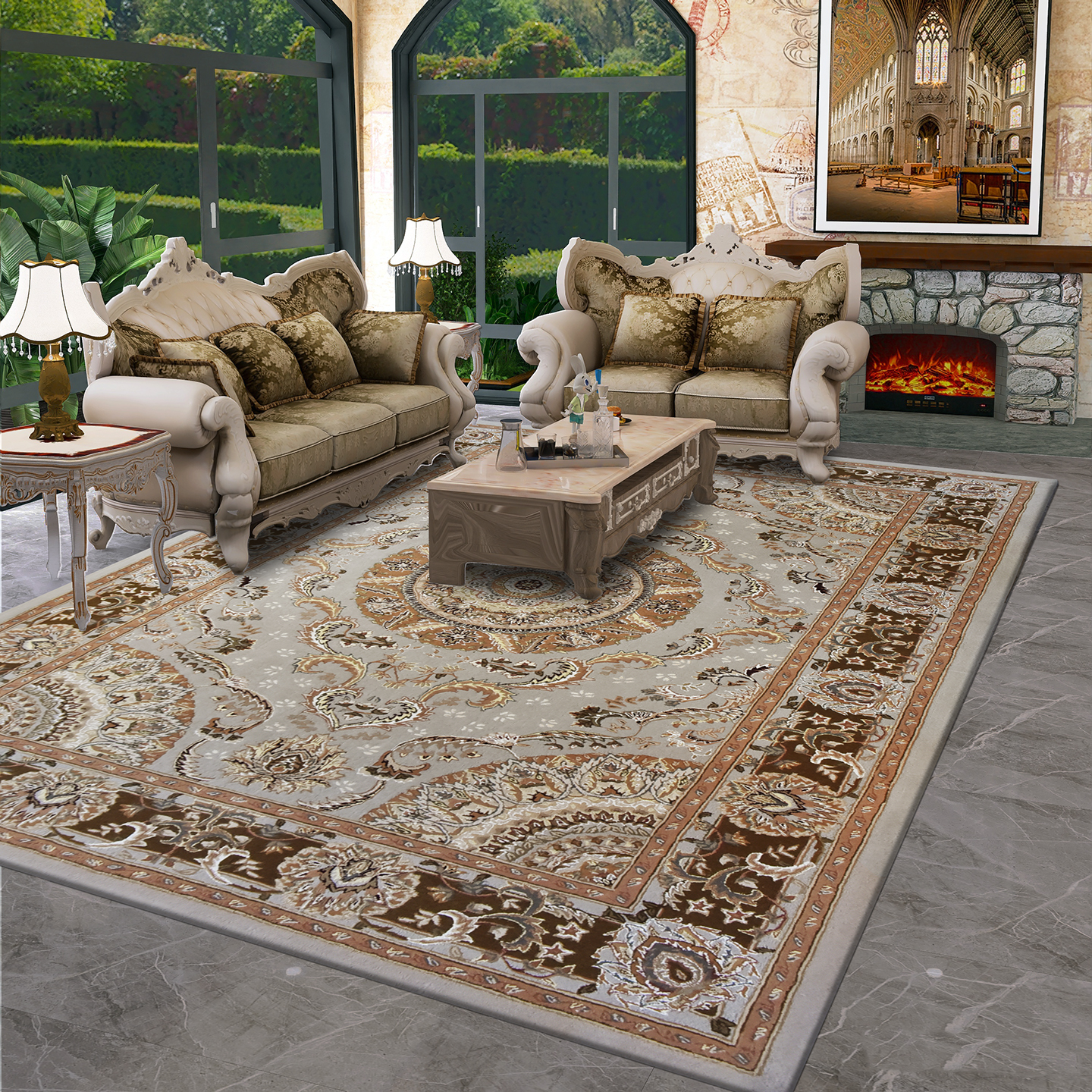 木兰客厅卧室美式羊毛手工地毯