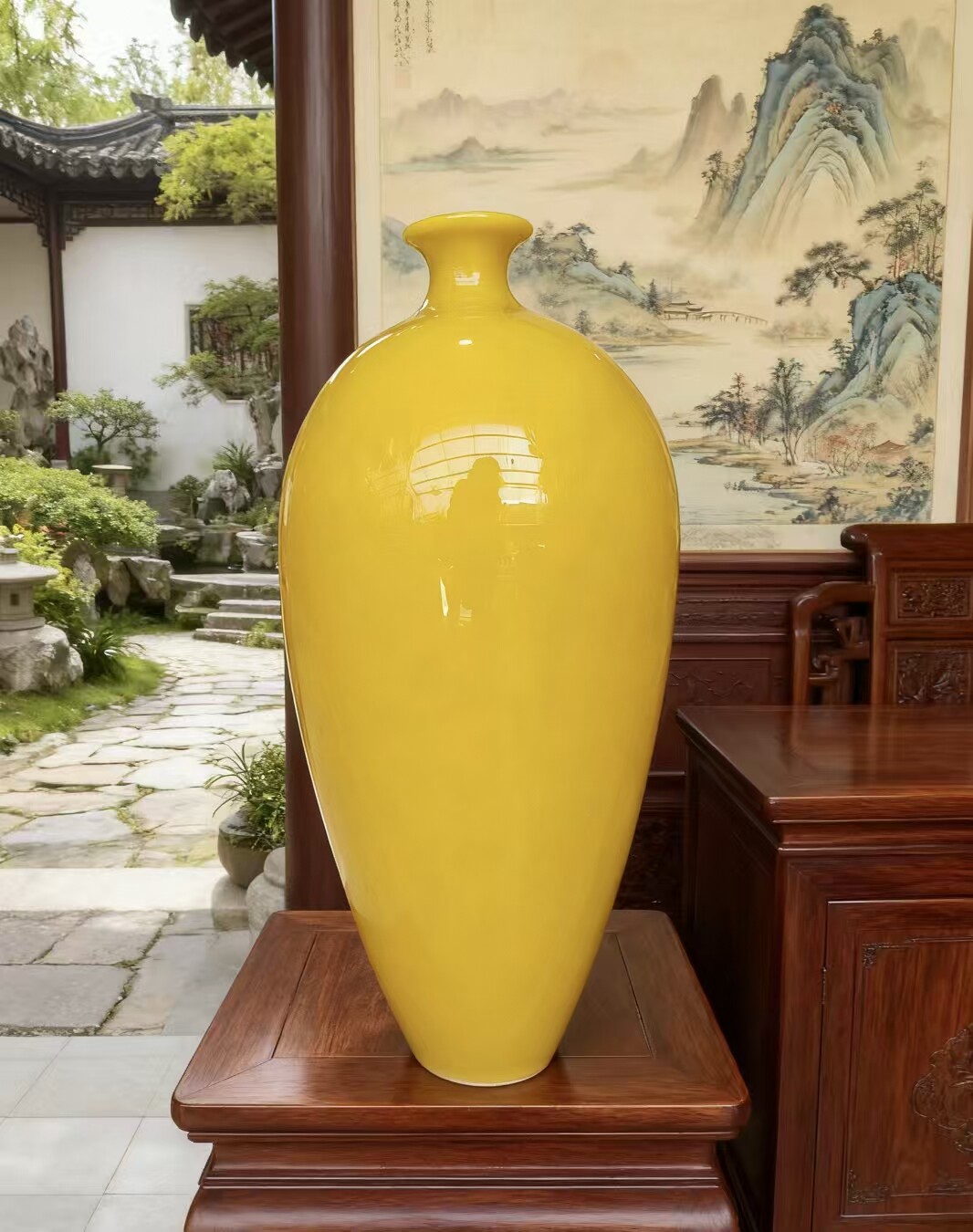 淄博鸡油黄花瓶摆件客厅插花装饰品家居饰品乔迁新居礼品