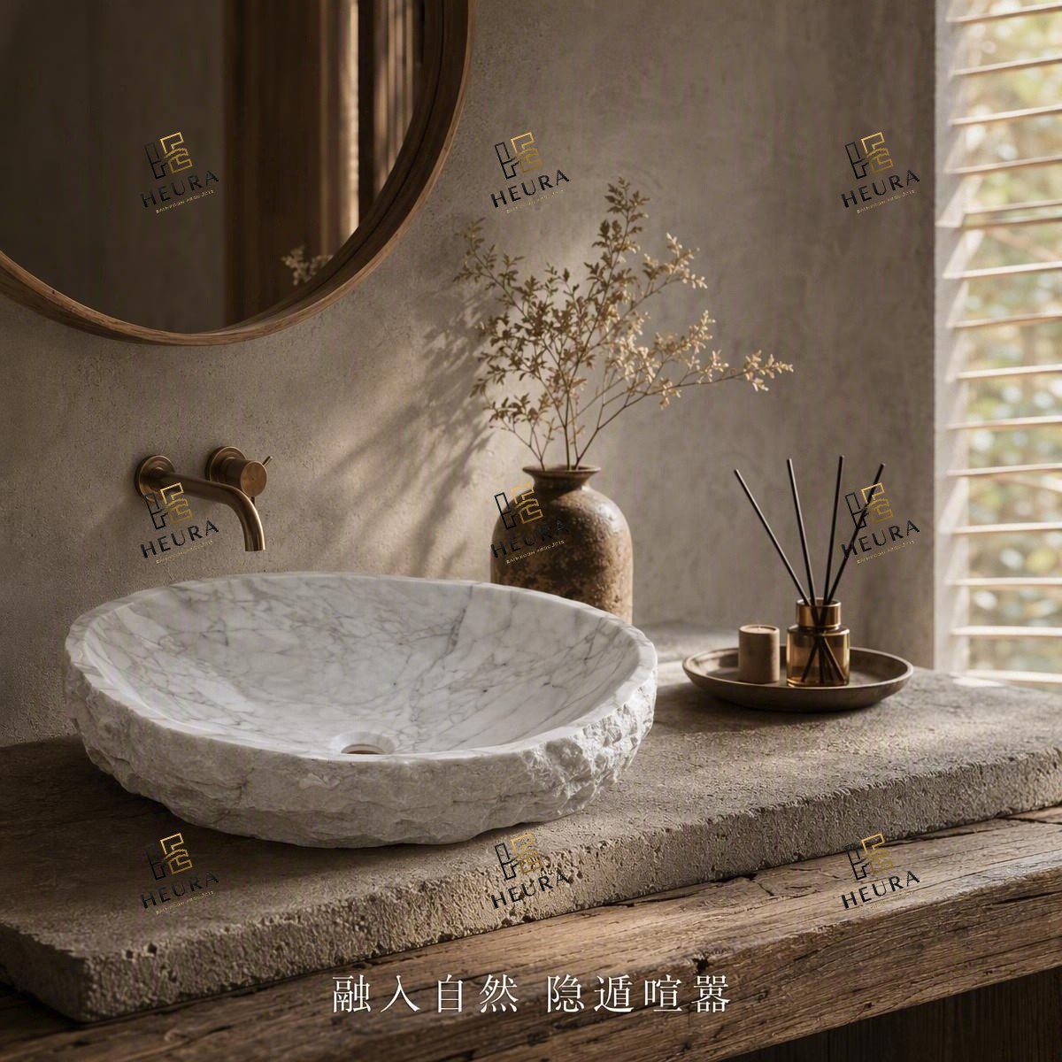 HEURA天然大理石艺术台上盆