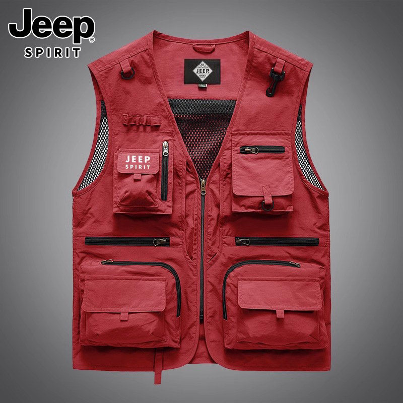 JEEP VEST MENS AUTUMN LIGHT MULTI-POCKET CAN-SHOULDER VEST DETACHABLE MOUNTAIN CARGO SLEEVELESS JACKET MENS
