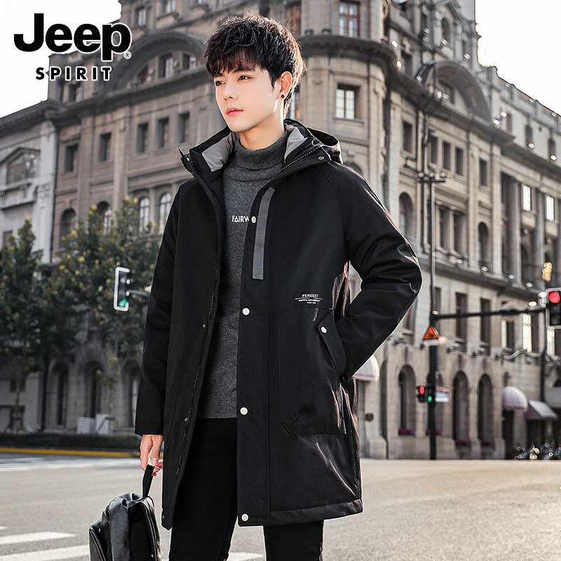 JEEP HOODED TRENCH COAT MENS MID-LENGTH AUTUMN WEAR SPORTS LOOSE CASUAL JACKET OVERCOAT MENS
