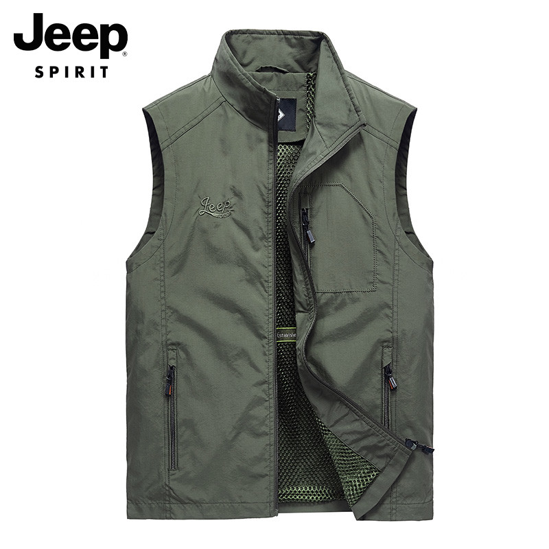 JEEP VEST MENS WINTER NEW FLEECE THICKENED CASUAL MULTI-POCKET HORSE CLIP LOOSE SPORTS SHOULDER JACKET MEN