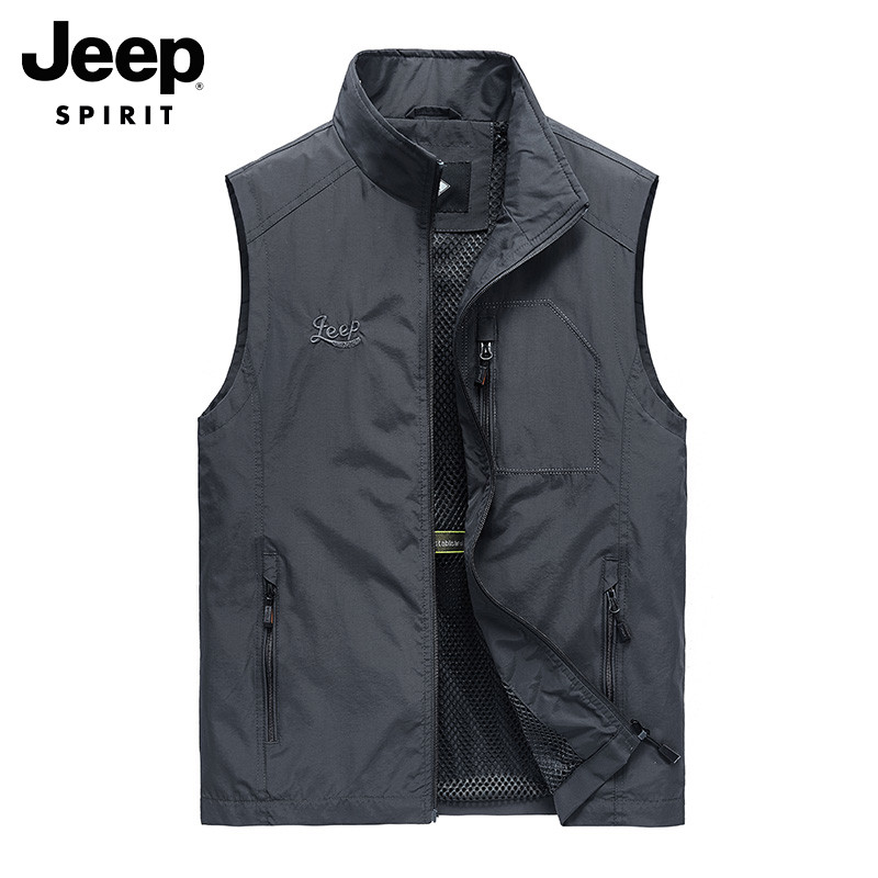 JEEP VEST MENS WINTER NEW FLEECE THICKENED CASUAL MULTI-POCKET HORSE CLIP LOOSE SPORTS SHOULDER JACKET MEN
