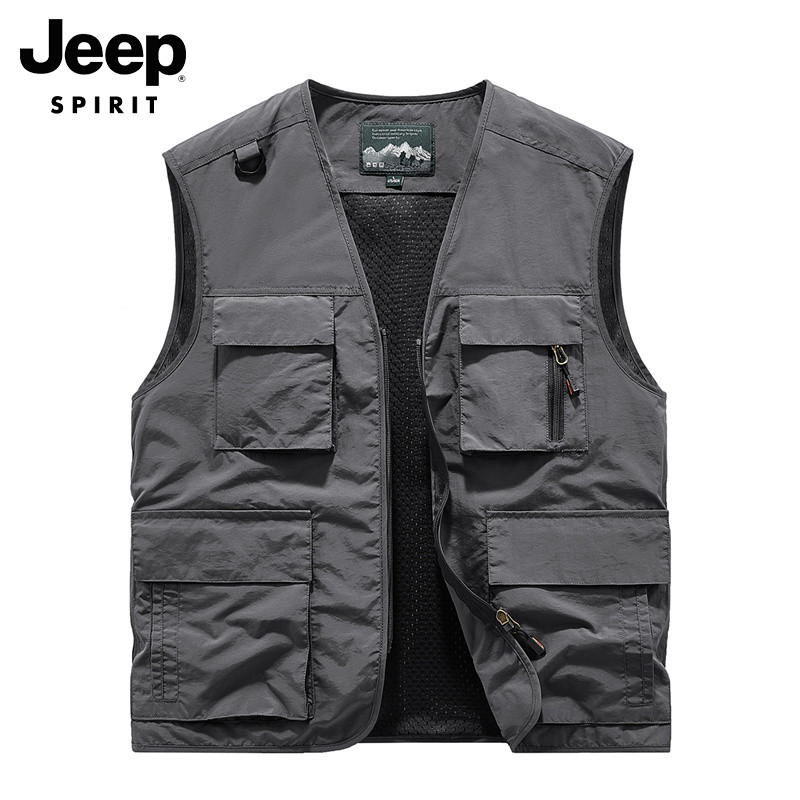 JEEP VEST MENS AUTUMN NEW MOUNTAIN OVERALLS SHOULDER VEST MULTI-POCKET MOUNTAINEERING ATHLEISURE JACKET MEN