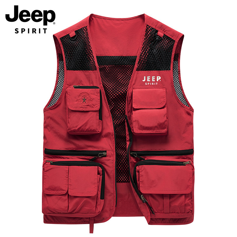 JEEP VEST MENS AUTUMN NEW MULTI-POCKET MOUNTAINEERING SHOULDER HORSE CLIP CARGO CASUAL SLEEVELESS JACKET MEN