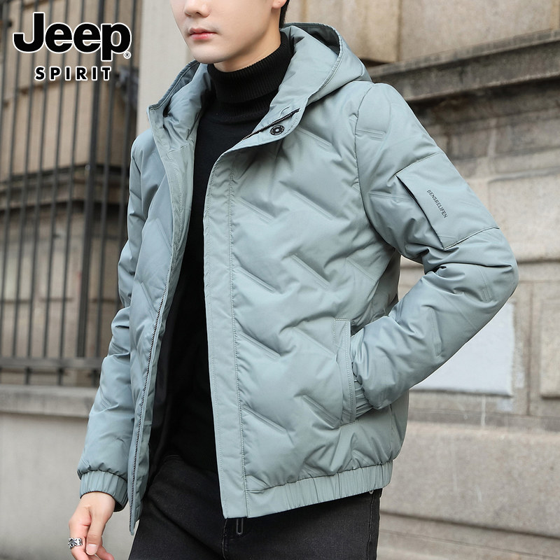JEEP LIGHT DOWN JACKET MENS WINTER 2024 NEW BLACK CASUAL THICKENED THERMAL JACKET MENSWEAR
