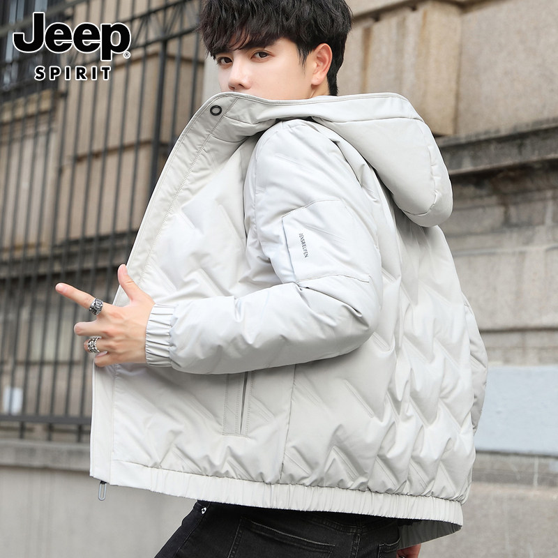 JEEP LIGHT DOWN JACKET MENS WINTER 2024 NEW BLACK CASUAL THICKENED THERMAL JACKET MENSWEAR