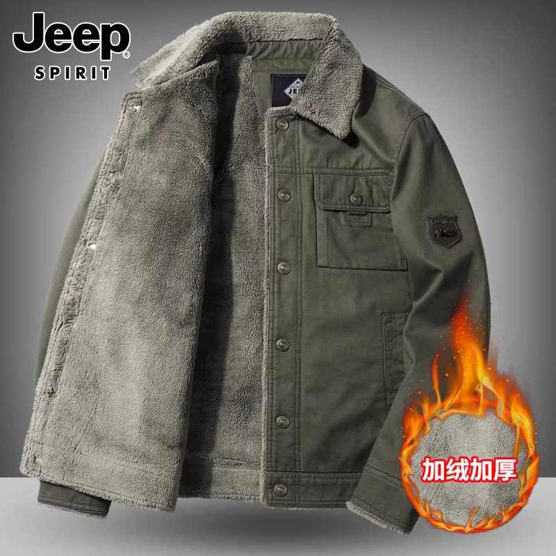 JEEP COTTON CLOTHES MENS WINTER VELVET THICKENED RETRO COTTON CARGO COAT WARM RUFFIAN PLUS-SIZE COTTON MENS CLOTHING