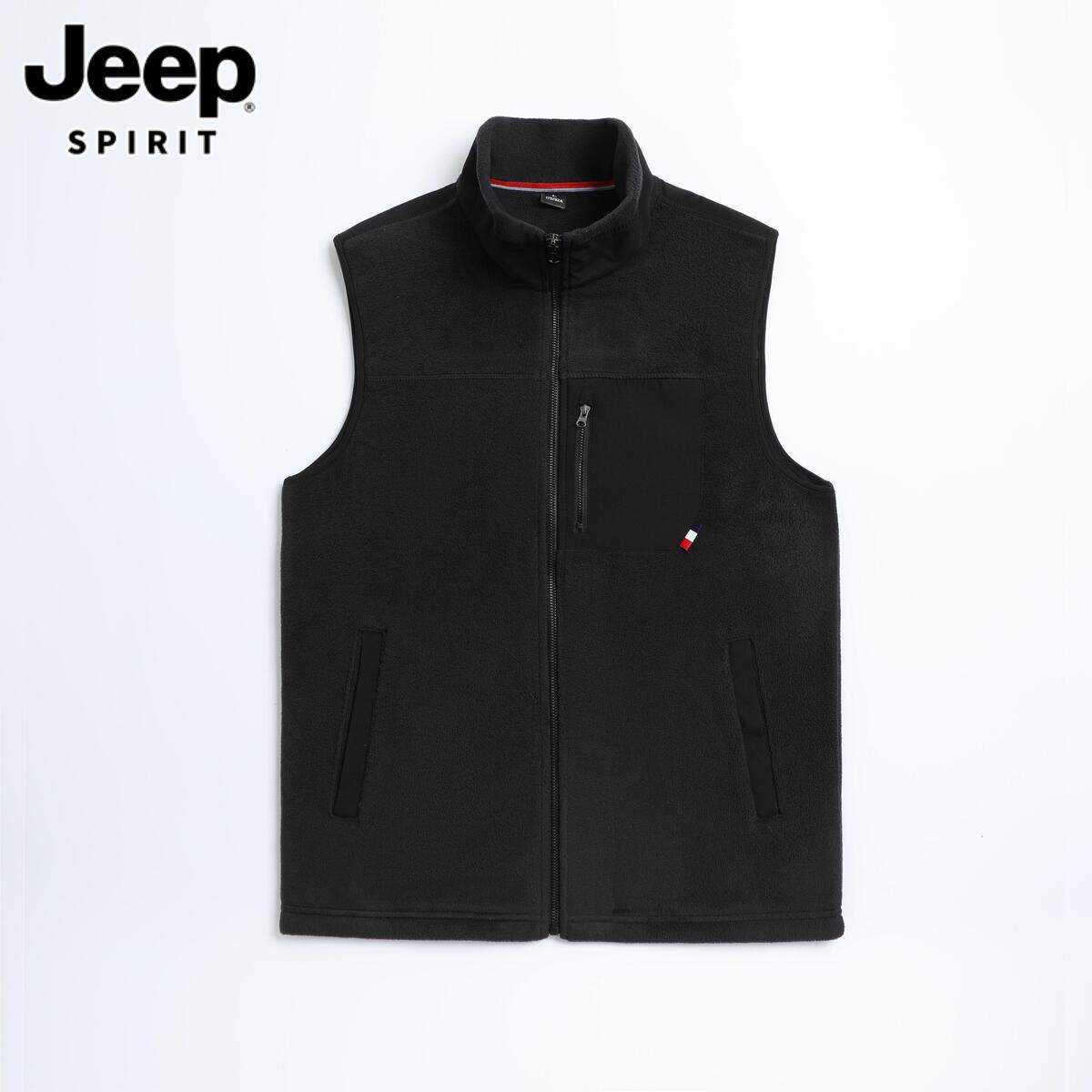 JEEP VEST MENS FALL WINTER PLUS SIZE SLEEVELESS VEST SHOULDER FLEECE CASUAL STAND COLLAR SPORTS COAT MEN
