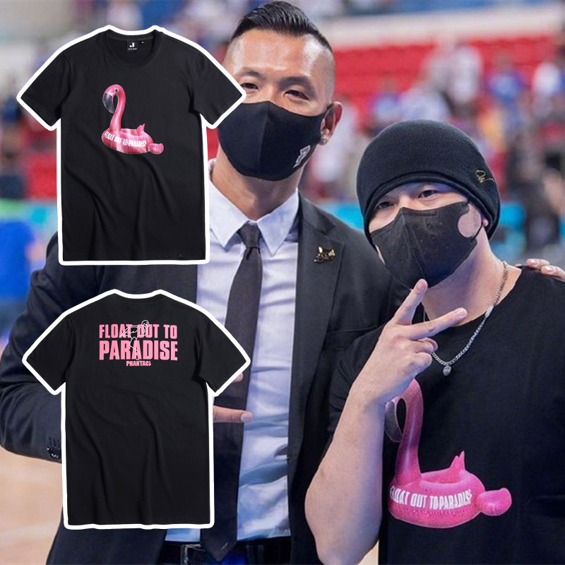 周杰伦同款火烈鸟篮球场潮牌T恤