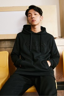 2023年春秋guess常规连帽情侣热销纯色男卫衣