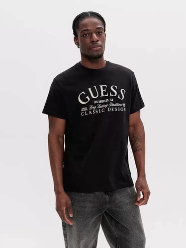 GUESS新品2025年春夏季男女款大三角宽松短袖T恤