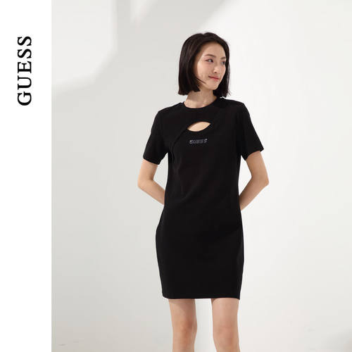 2025年guess夏季新款女装设计感中长连衣裙简约风格