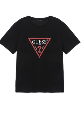 guess男女同款撞色设计经典倒三角短袖T恤