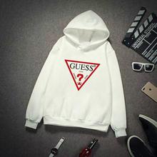 倒三角抓绒衣2024款经典guess连帽加绒秋冬长袖卫衣男士绒衫