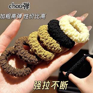 新款 加厚加粗发饰加宽扎头发橡皮筋发圈头绳高马尾高弹力耐用发绳