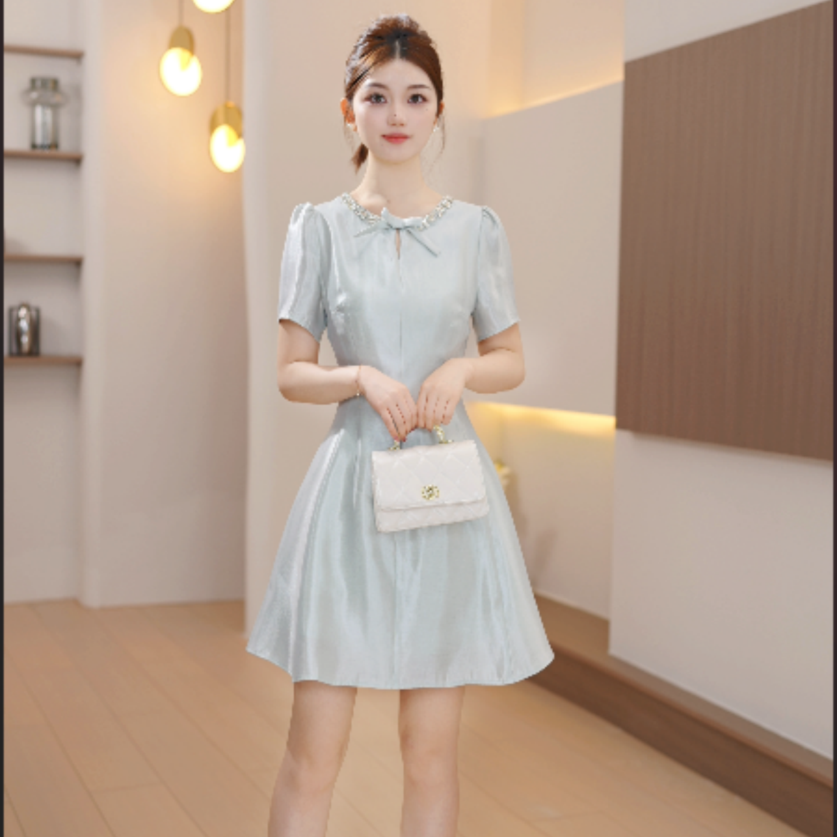 2025夏季新款优雅洋气法式复古修身显瘦连衣裙X0102