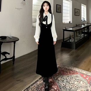 高端名媛连衣裙女2025秋季 气质高级感收腰显瘦长裙D3722A 新款