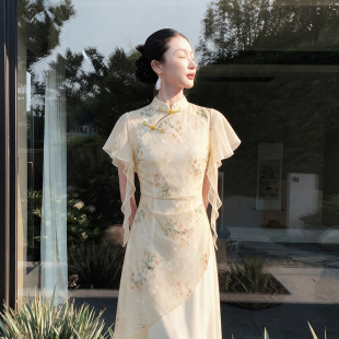 有里布2026夏季新款女新中式复古风旗袍长裙飘逸中国连衣裙D9312