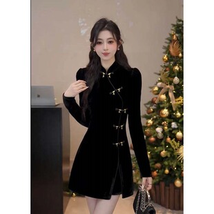 国风裙子盘扣立领优雅连衣裙LJ0319 新中式 2026春季 新款