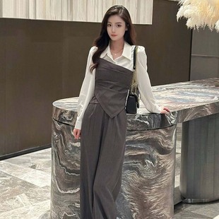 场合套装 2025秋季 气质正式 流行穿搭整套条纹衬衫 两件套D3809 新款