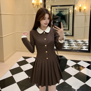 2026春季 有里布韩系高智感假两件连衣裙收腰百褶裙DM0259A 新款