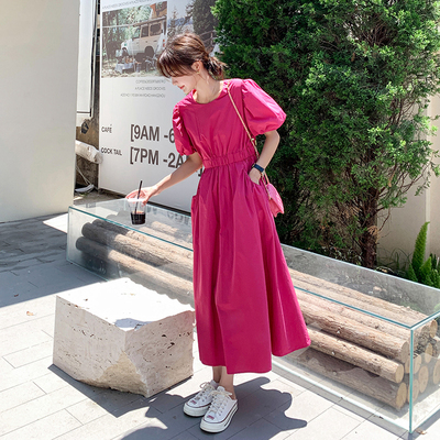 长裙女夏初恋小个子显瘦度假小心机泡泡袖法式少女连衣裙洋气3147