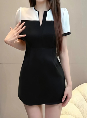 小众轻奢收腰显瘦女装连衣裙2026夏新款高端法式拼接小黑裙D2458