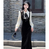 高端名媛连衣裙女2026春季 新款 气质高级感收腰显瘦长裙D3722