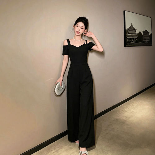 2026夏季新款女通勤设计感女神范高腰显瘦高级感阔腿连体裤D6010