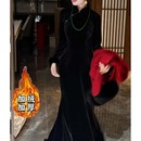 优雅鱼尾步步生莲新式 时尚 旗袍连衣裙TX0273 加绒加厚