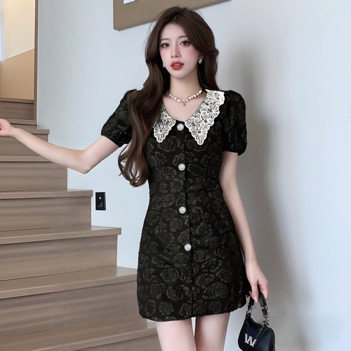 黑色连衣裙女2025新款夏季轻奢高级小香风小个子显瘦裙子D1669B