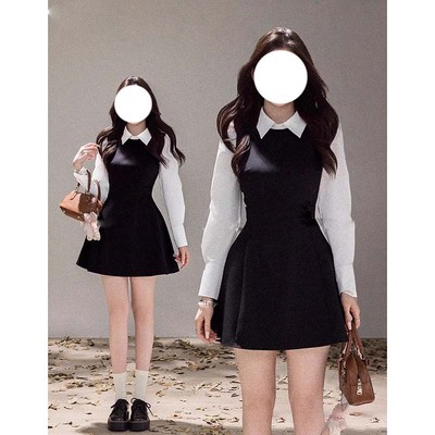 2026春季新款有里布气质千金高级黑白设计假两件连衣裙LJ0311