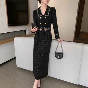法式 女高端小香风高级感裙子6332 赫本风精致黑色连衣裙2026春新款