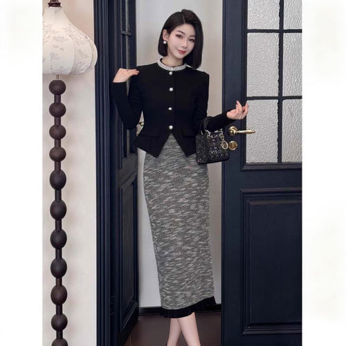 2025秋冬季新款洋装贵妇名媛穿搭上衣半身裙套装两件套LJ0043