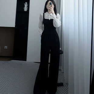 2026秋季新款衬衣假两件气质时尚高级收腰显瘦连体裤D3497