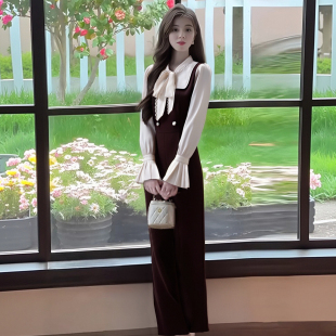 新款 连体裤 长袖 高级感气质小香风上衣 两件套D3538 修身 2026秋季