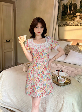 2026夏季新款女法式多巴胺甜美风碎花收腰气质显瘦连衣裙 D7452