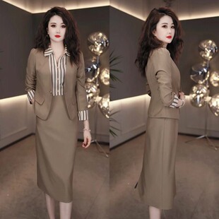 2026秋季新款有里布时尚显瘦气质西服外套+连衣裙两件套JT0028