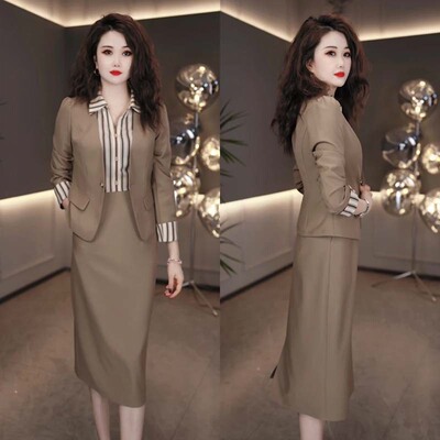 2026秋季新款有里布时尚显瘦气质西服外套+连衣裙两件套JT0028
