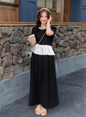 设计拼接花边褶皱不规则两件套2025夏季女时尚减龄收腰套装D2076B