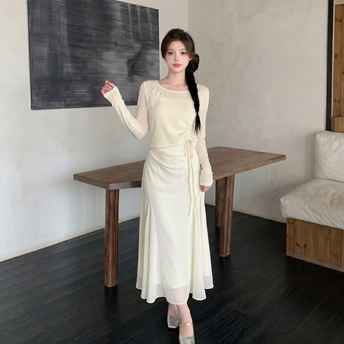 两件套有里布2026夏季新款女法式气质收腰海边度假风连衣裙D7076