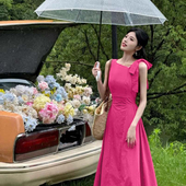 韩版 新品 时尚 2025年新款 今年流行 夏季 连衣裙女潮修身 女D2442